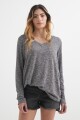 Sweater liviano escote en V GRIS MELANGE