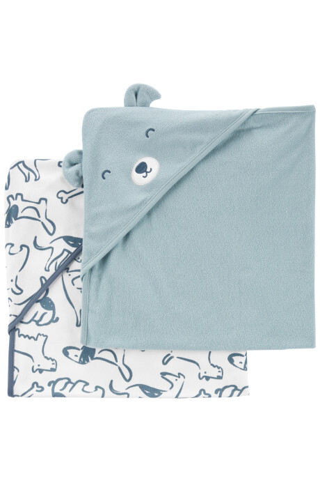 Pack dos toallas de algodón con capucha diseño oso 0