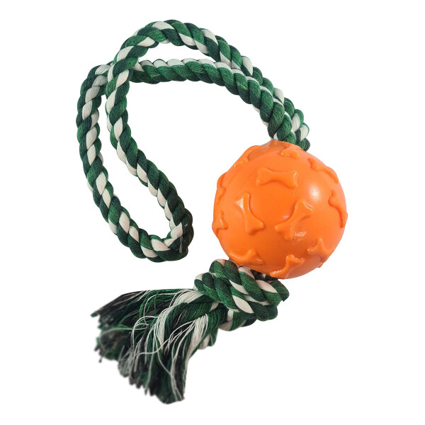 Juguete Masticable Perro Pelota Maciza Cuerda Resiste Variante Color Naranja