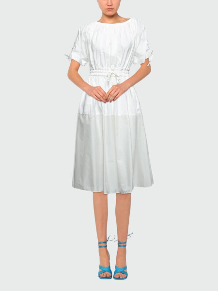 Vestido de algodón con cintura ajustable Blanco