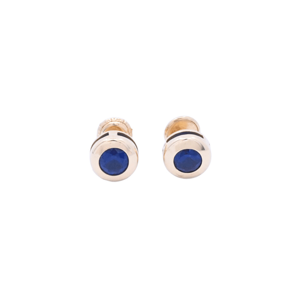 Caravanas oro 18k y zafiros engarce inglés. Caravanas oro 18k y zafiros engarce inglés.
