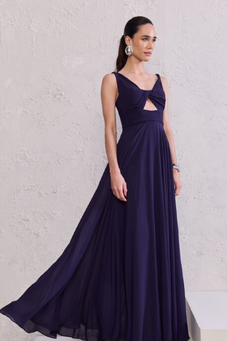 Vestido largo Georgette Azul