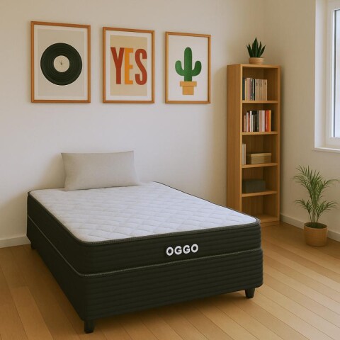 Combo de Dormitorio Sommier Super Mega de 1 Plaza y Media 1 Repisa 5 Estantes Reversible con Refuerzo Grauniert - Simil Roble Combo de Dormitorio Sommier Super Mega de 1 Plaza y Media 1 Repisa 5 Estantes Reversible con Refuerzo Grauniert - Simil Roble