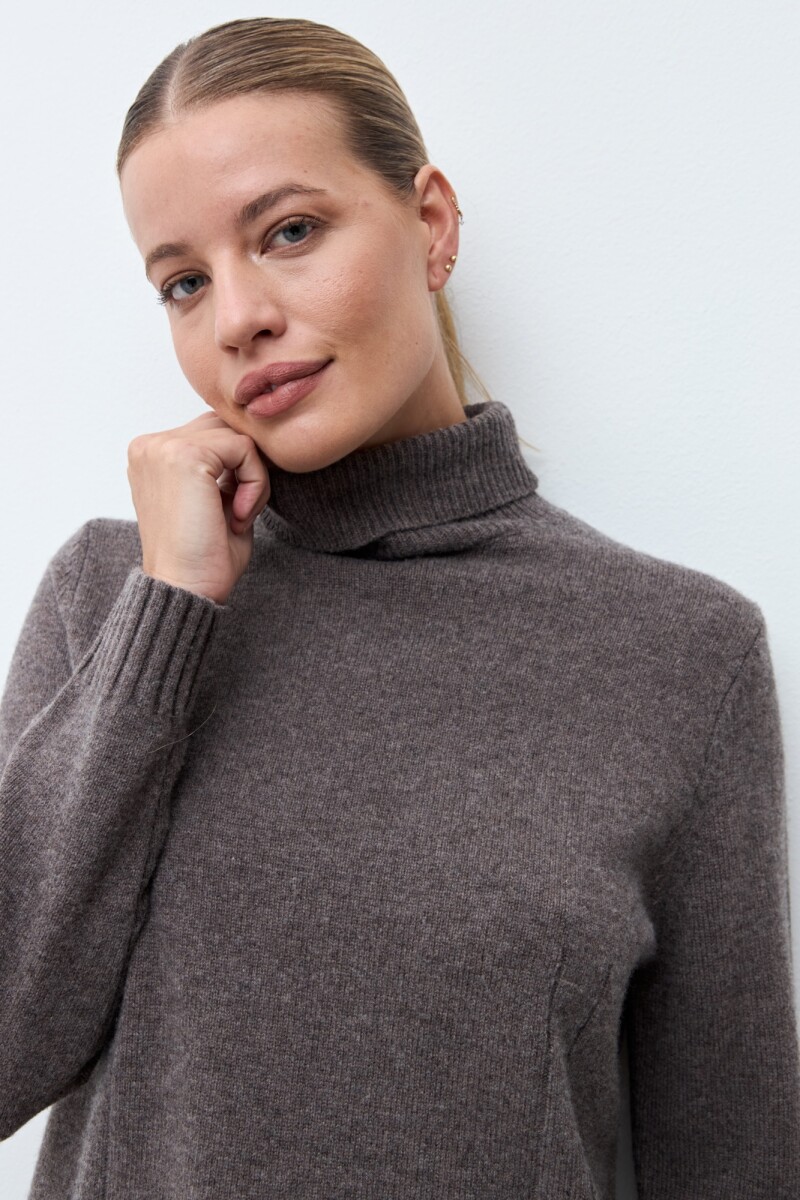 Polera Monaco cashmere blend chocolate melange