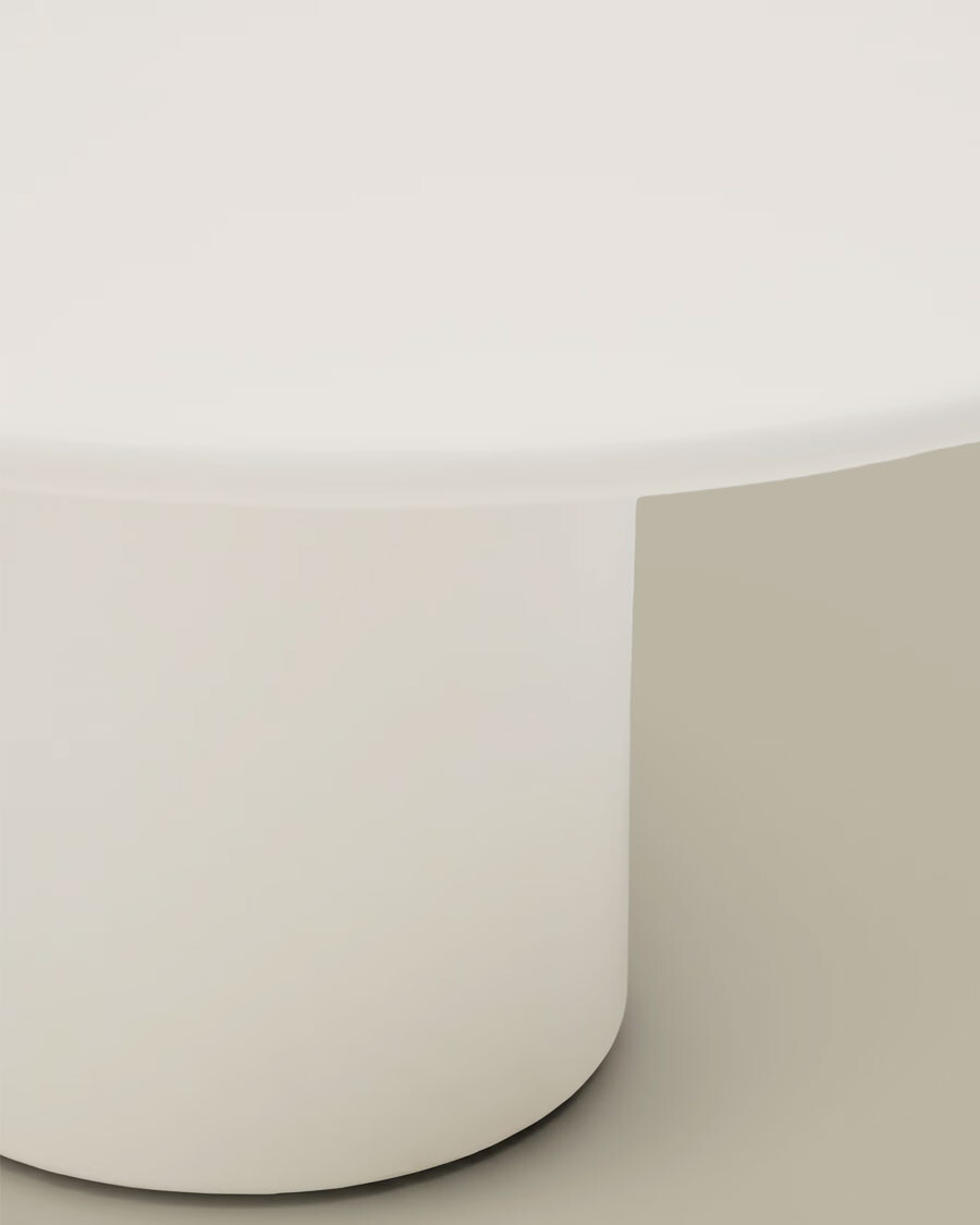 Mesa de centro Albanella de cemento con acabado blanco brillante Ø85 cm