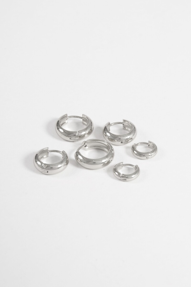 Set de tres aros gruesos acero plateado
