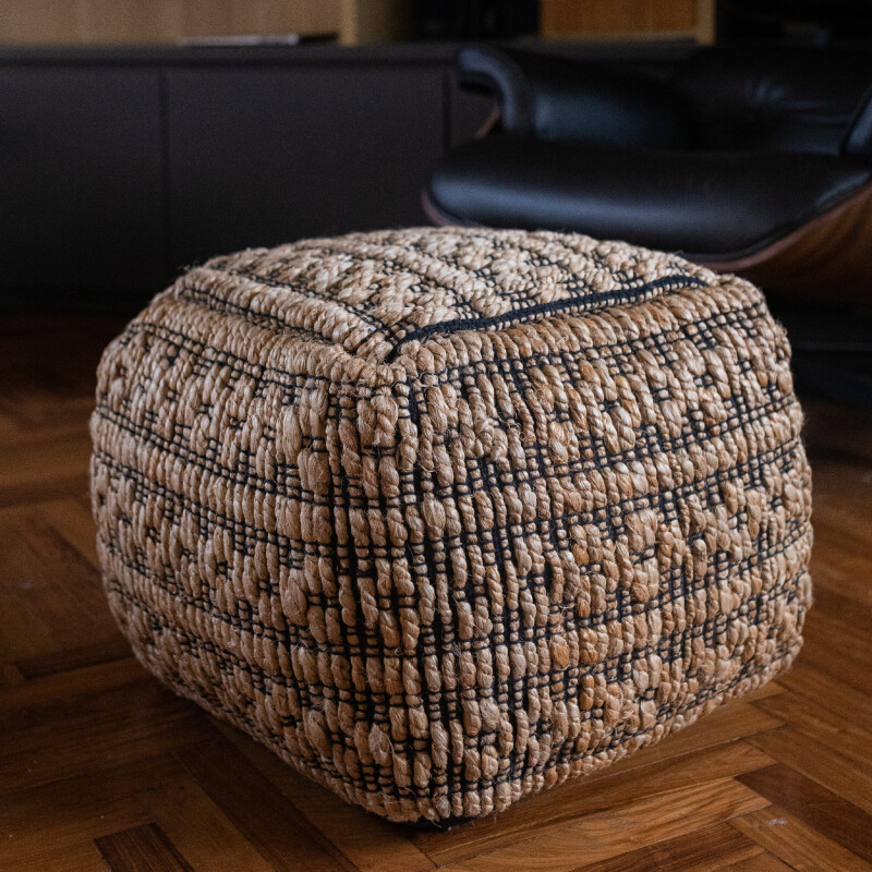 Puff almohadón de piso tejido de yute 40cm Puff almohadón de piso tejido de yute 40cm