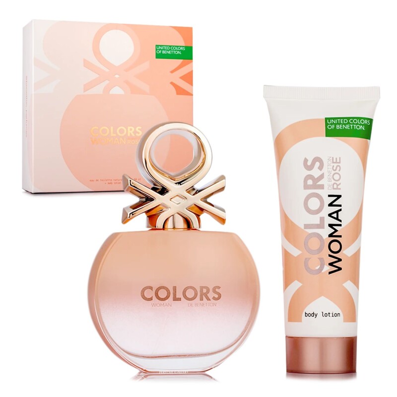 Set Perfume Benetton Colors Rose EDT 80ml + Body Lotion Para Mujer Aroma Floral Set Perfume Benetton Colors Rose EDT 80ml + Body Lotion Para Mujer Aroma Floral