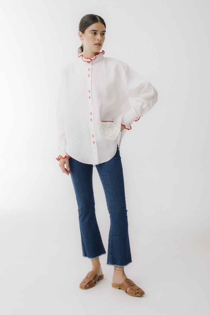 CAMISA OTA LINEN CROCHET Blanco