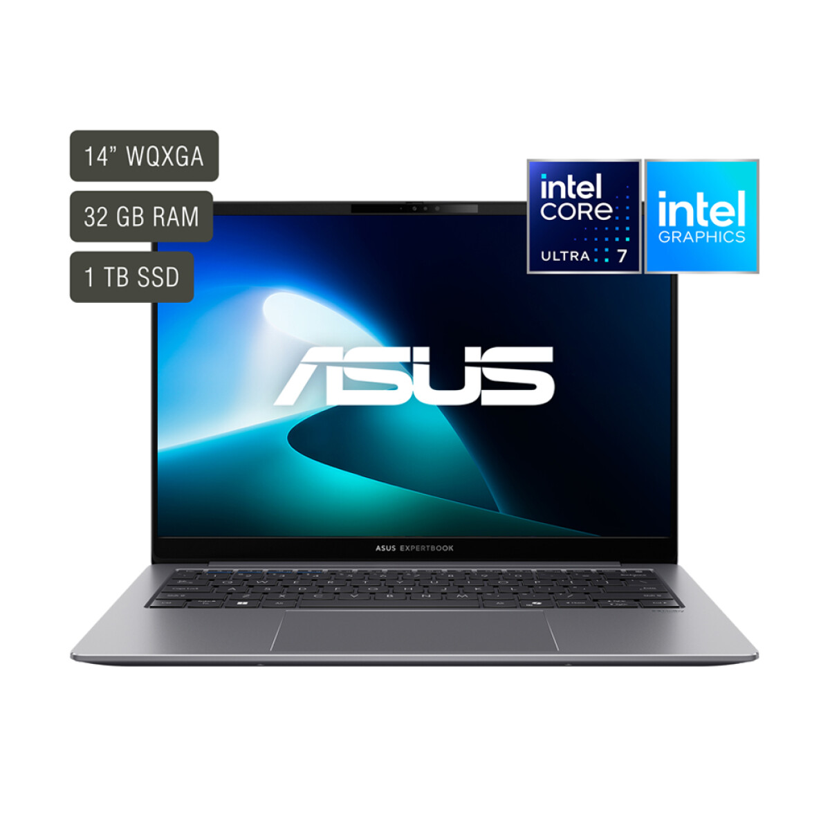 Notebook Asus Expertbook. INTEL CORE ULTRA 7 258V. RAM 32GB. Disco Sólido 1TB. Pantalla 14". Win11 