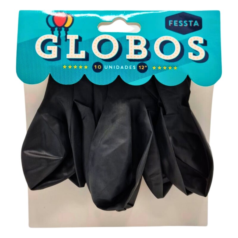 Globos X10 Tamaño R12 Negro Perlado