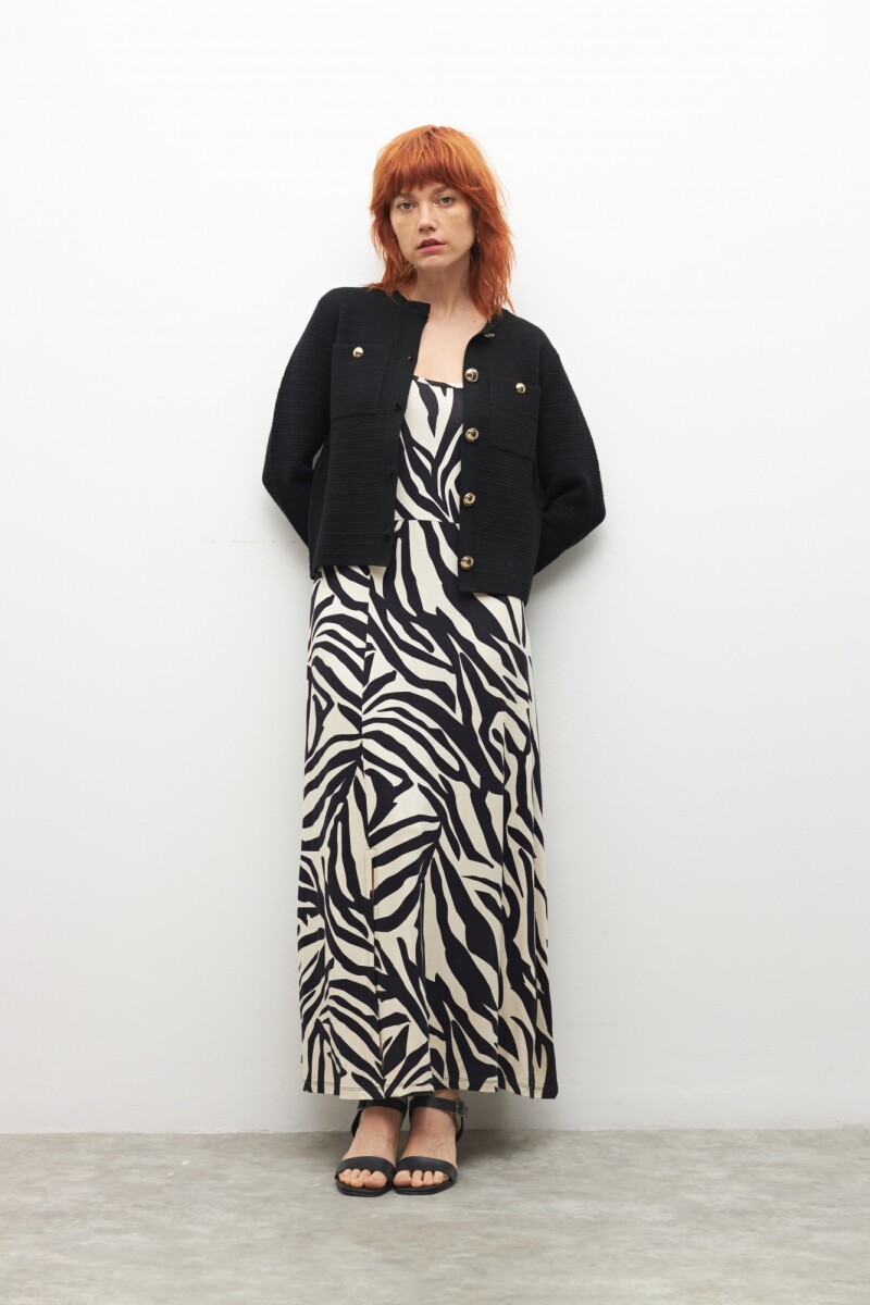 Maxi vestido animal print - negro 