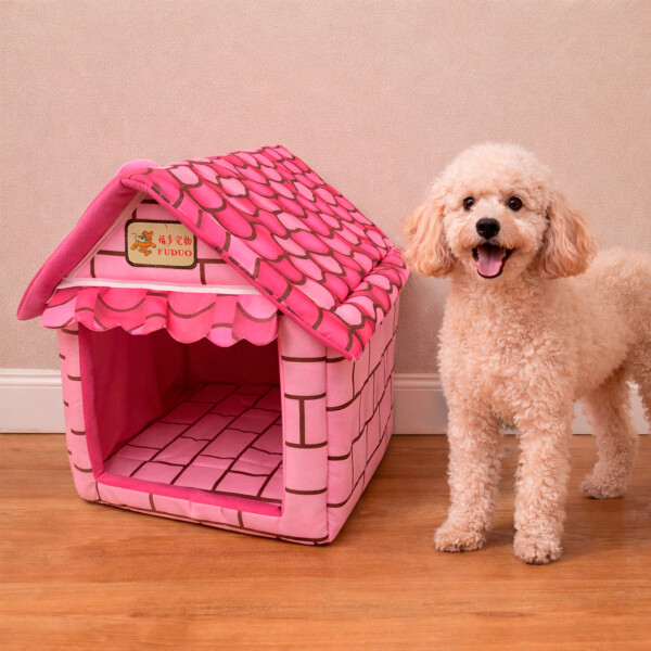 Casa Cucha Perro Pequeño Gato Tela Desarmable 40 x 46,5cm Color Rosa