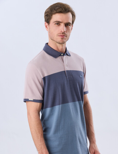 REMERA POLO RAYADA PIQUÉ Azul