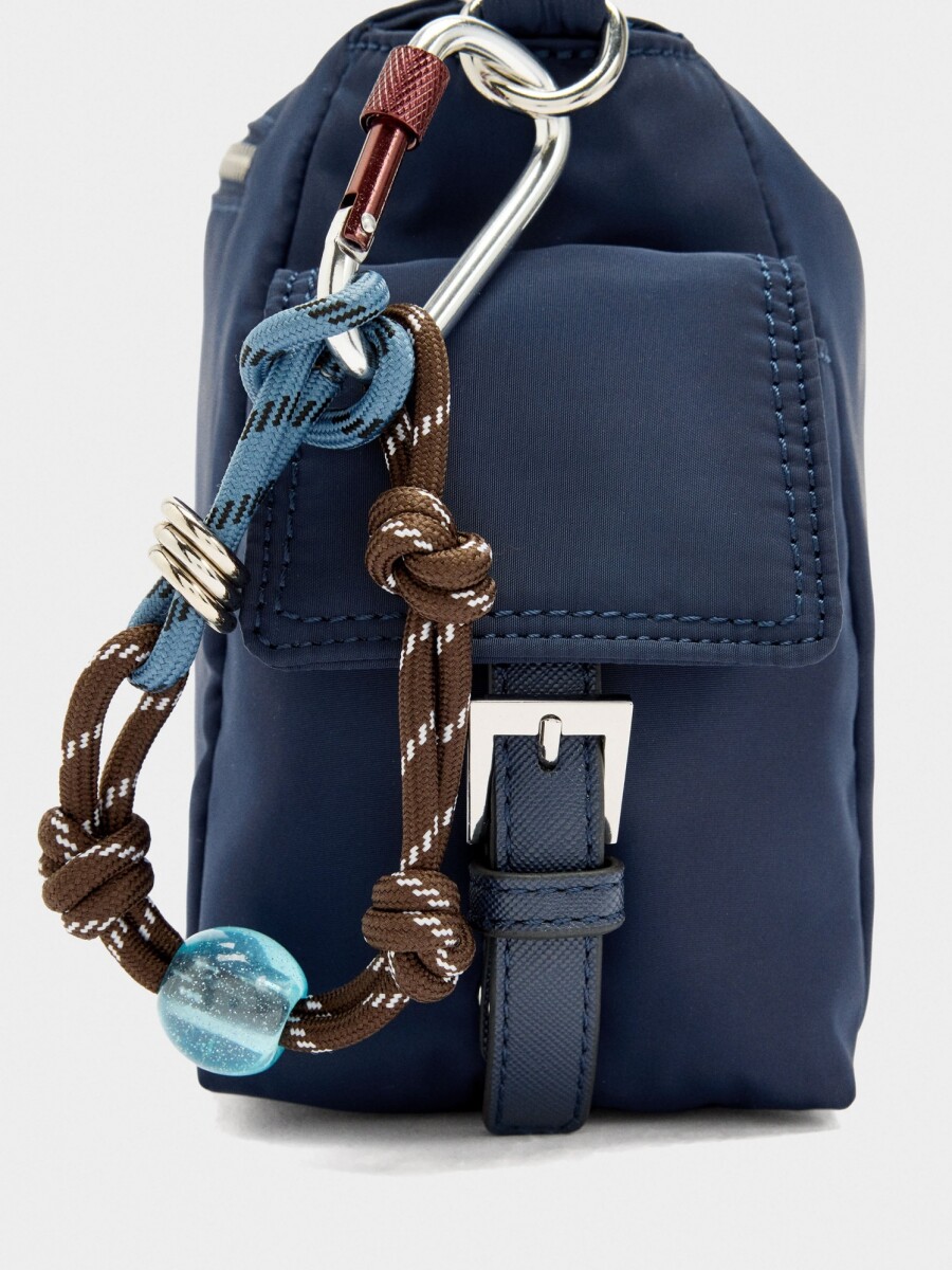 Bolso Bandolera De Nylon Con Colgante azul-marino