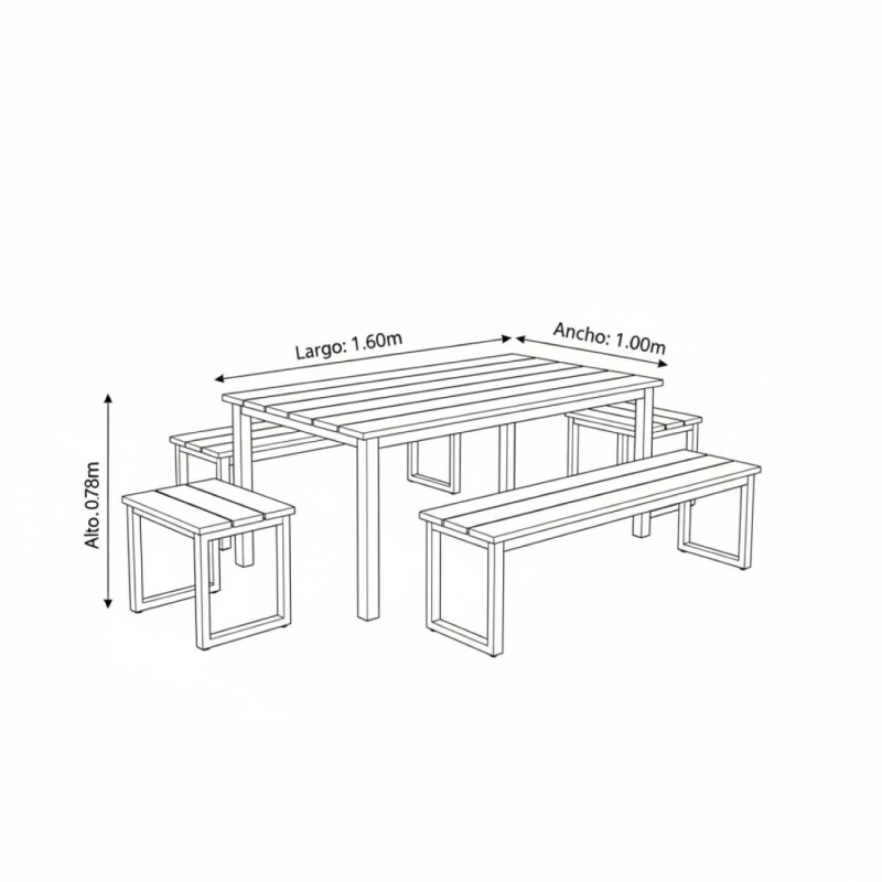 JUEGO COMEDOR 6 PTS JC037/HIERRO C/BANQUETAS (CD) Unica