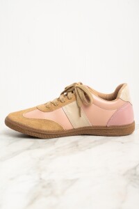 Zapatilla Cuero Combinada Rosa