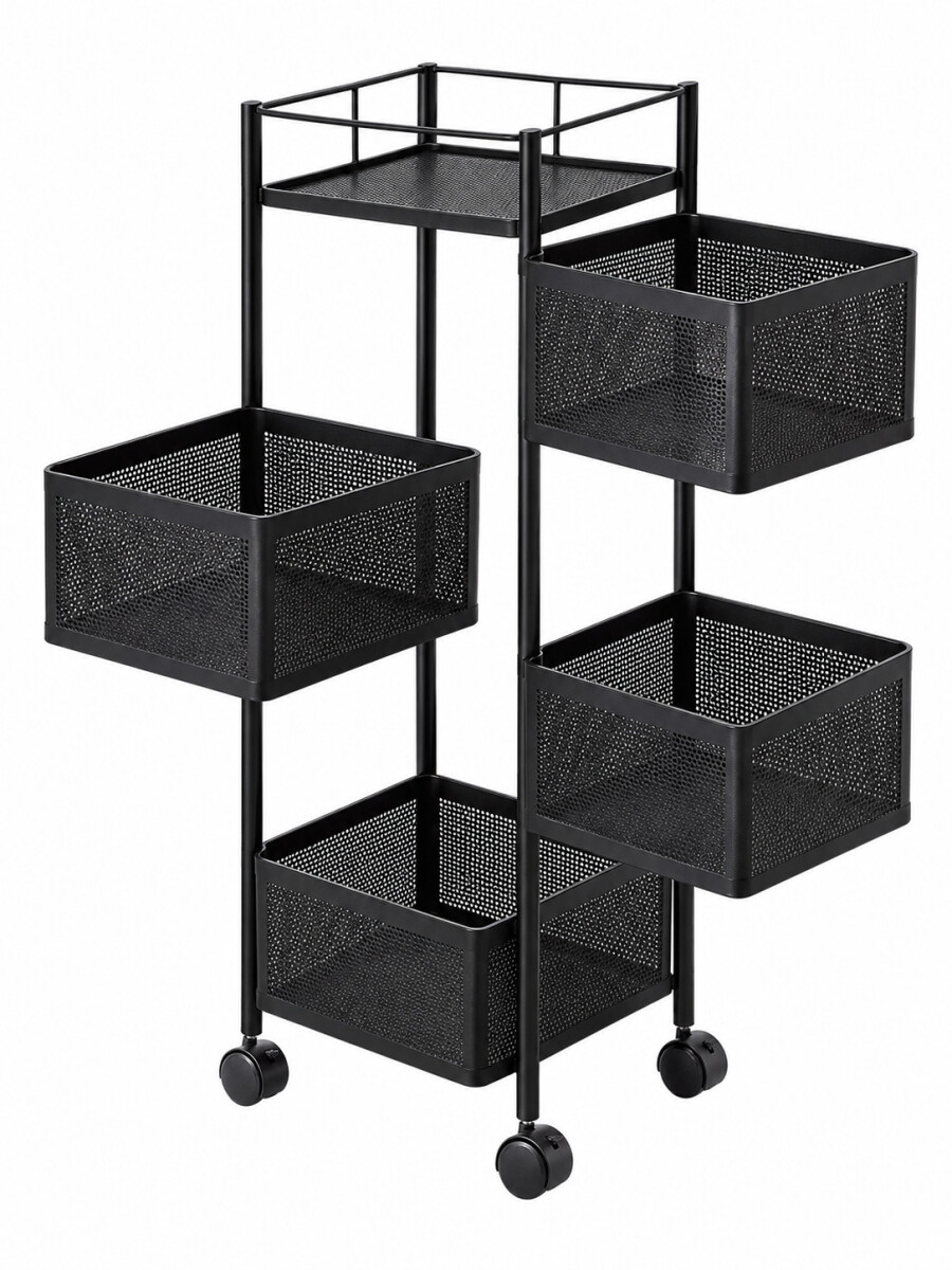 CARRO DE ALMACENAMIENTO 4 NIVELES - NEGRO. 
