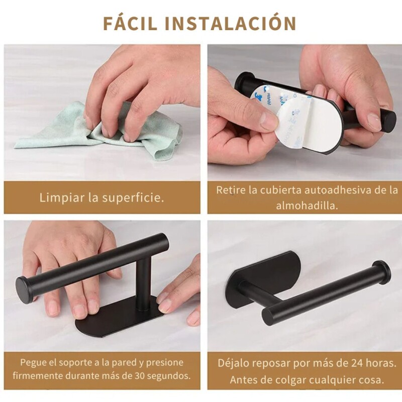 Set Accesorio Baño Juego 4 Piezas Negro Adhesivo Acero Inoxidable Set Accesorio Baño Juego 4 Piezas Negro Adhesivo Acero Inoxidable