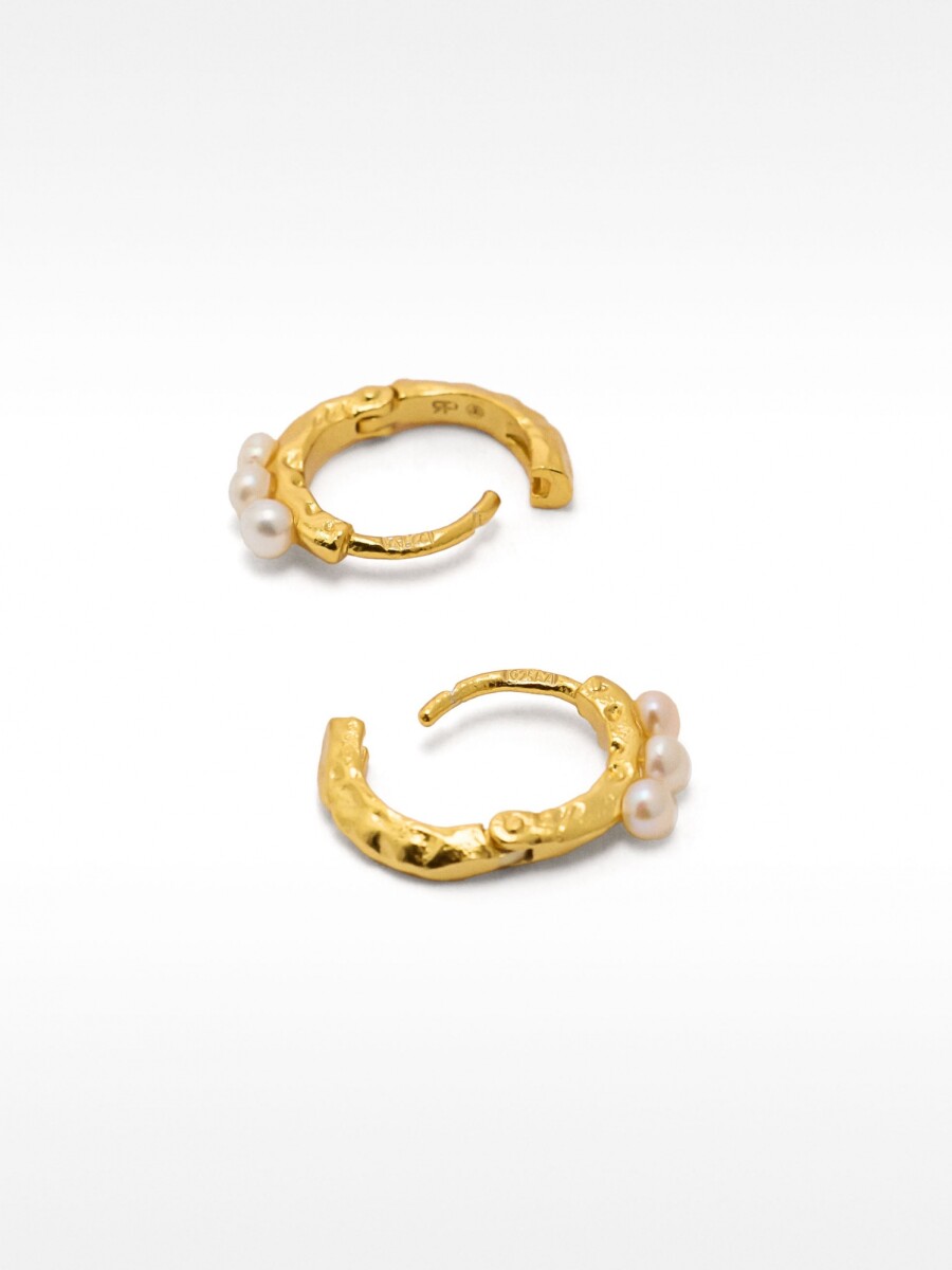 Aros Con Perlas De Agua Dulce - Plata De Ley 925 dorado