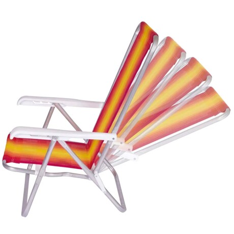 Reposera Silla Reclinable De Playa 4 Posiciones Aluminio Rojo/amarillo