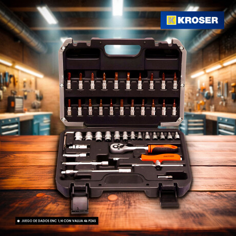 JUEGO DE DADOS ENC 1/4 CON VALIJA 46 PZAS PRO HARDEN ++ N/a