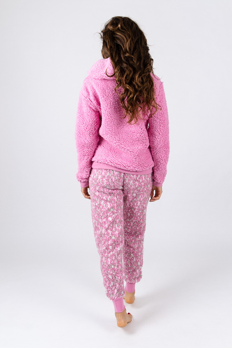 PIJAMA COMBINADO EN SHERPA ROSADO