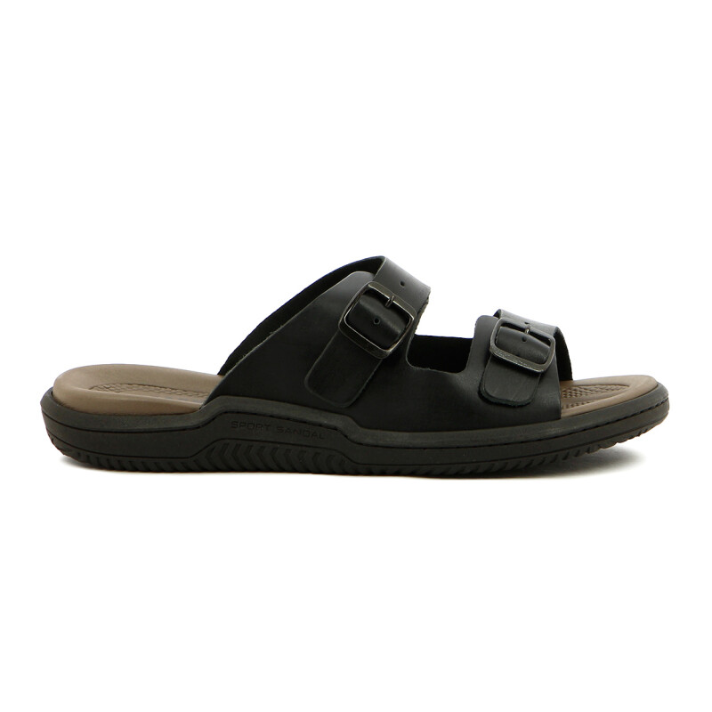 Country Sandalia Hombre Doble Tira C/ Hebilla Negro