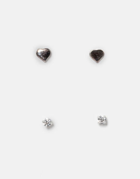 Aros Sets Strass Set De Aros En Plata 925 Y Cubic - Plateado