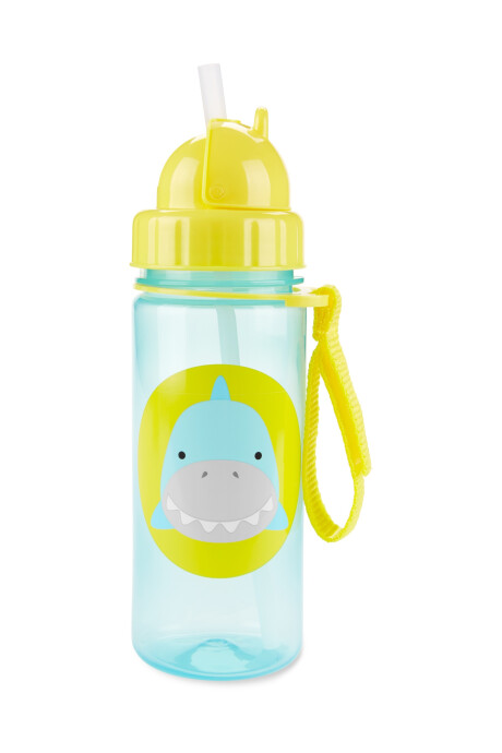 Botella con sorbito, diseño tiburón Sin color