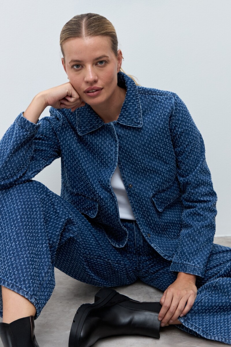 Chaqueta de jean texturada jean medio