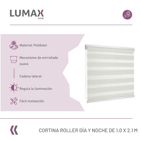 Cortina Roller Día Y Noche Lumax 1.0 X 2.1 M Gran Calidad Blanco