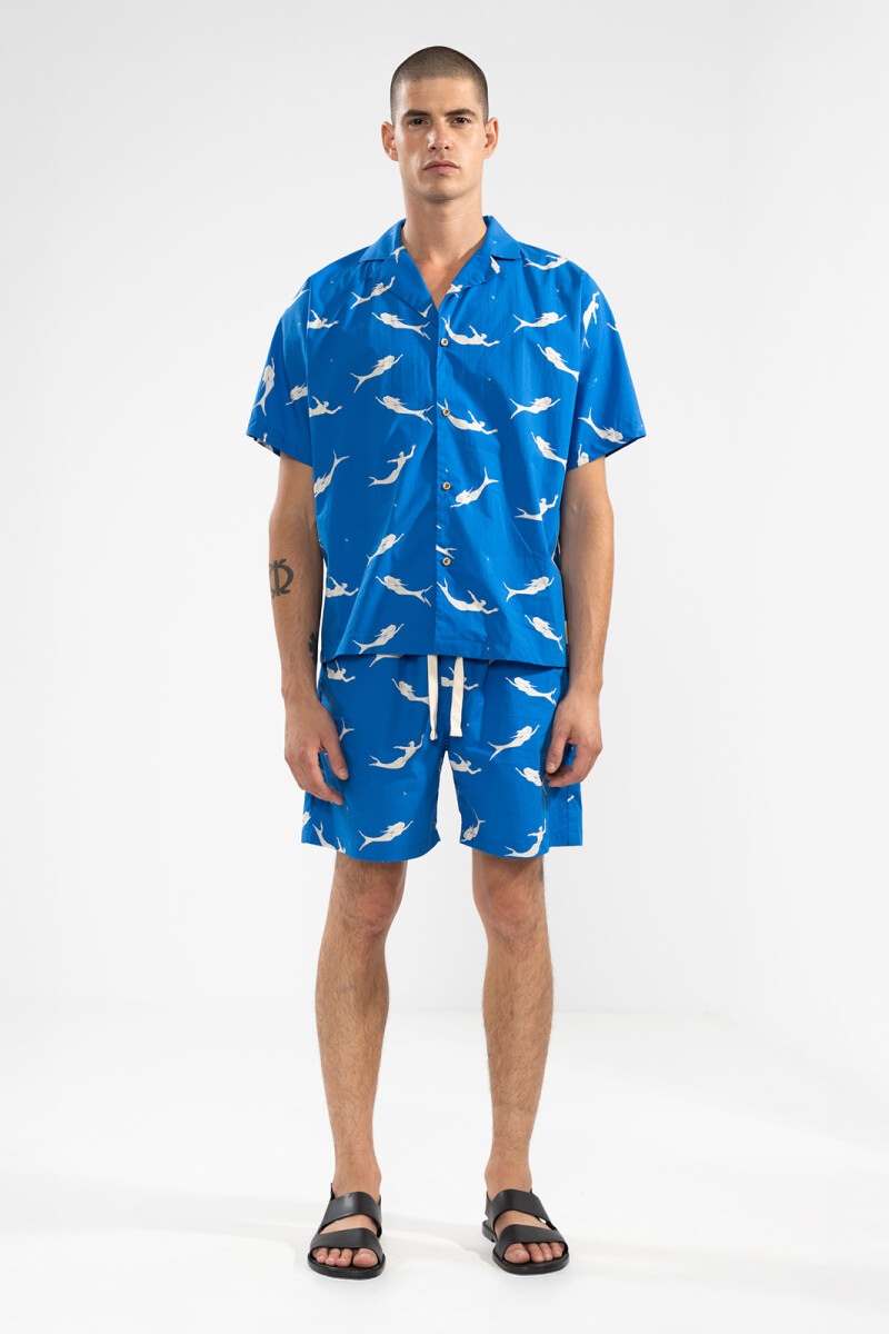 CONVERTIBLE CAMP-COLLAR SHIRT Mermaid Blue
