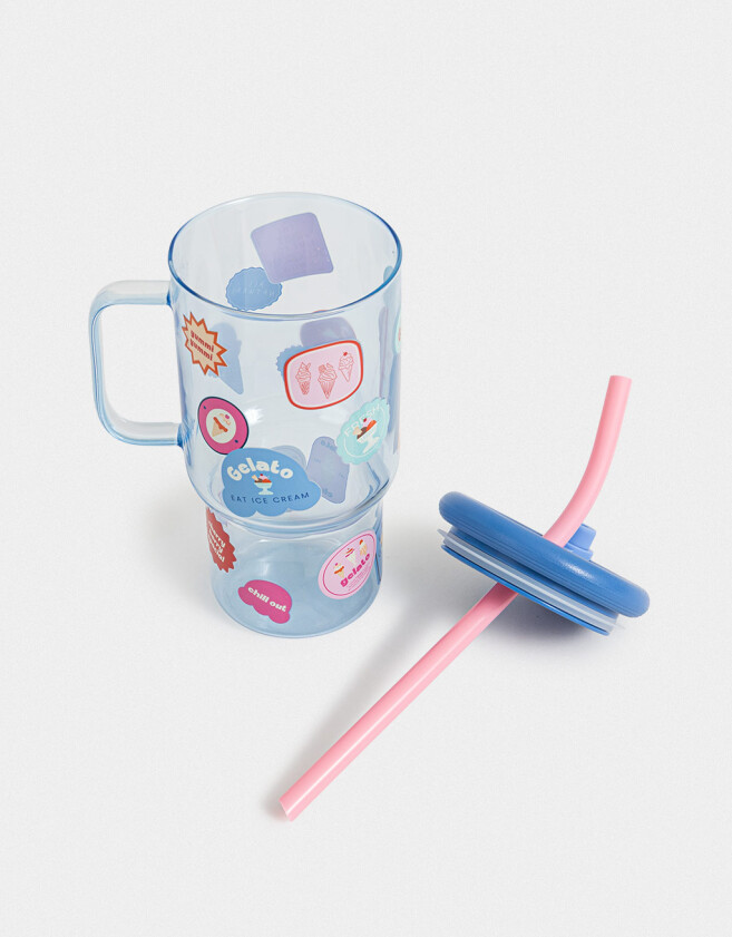 Artículos cocina Vaso De Vidrio Con Stickers - Combinacion Multicolor