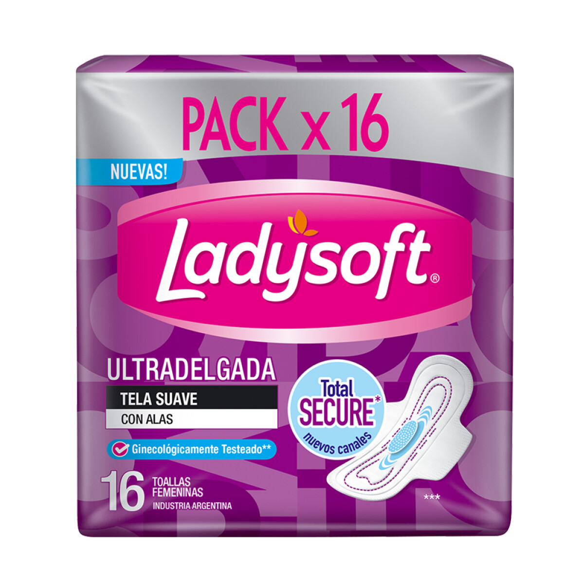 Toalla Femenina Ladysoft Ultra Delgada Tela Suave X16 