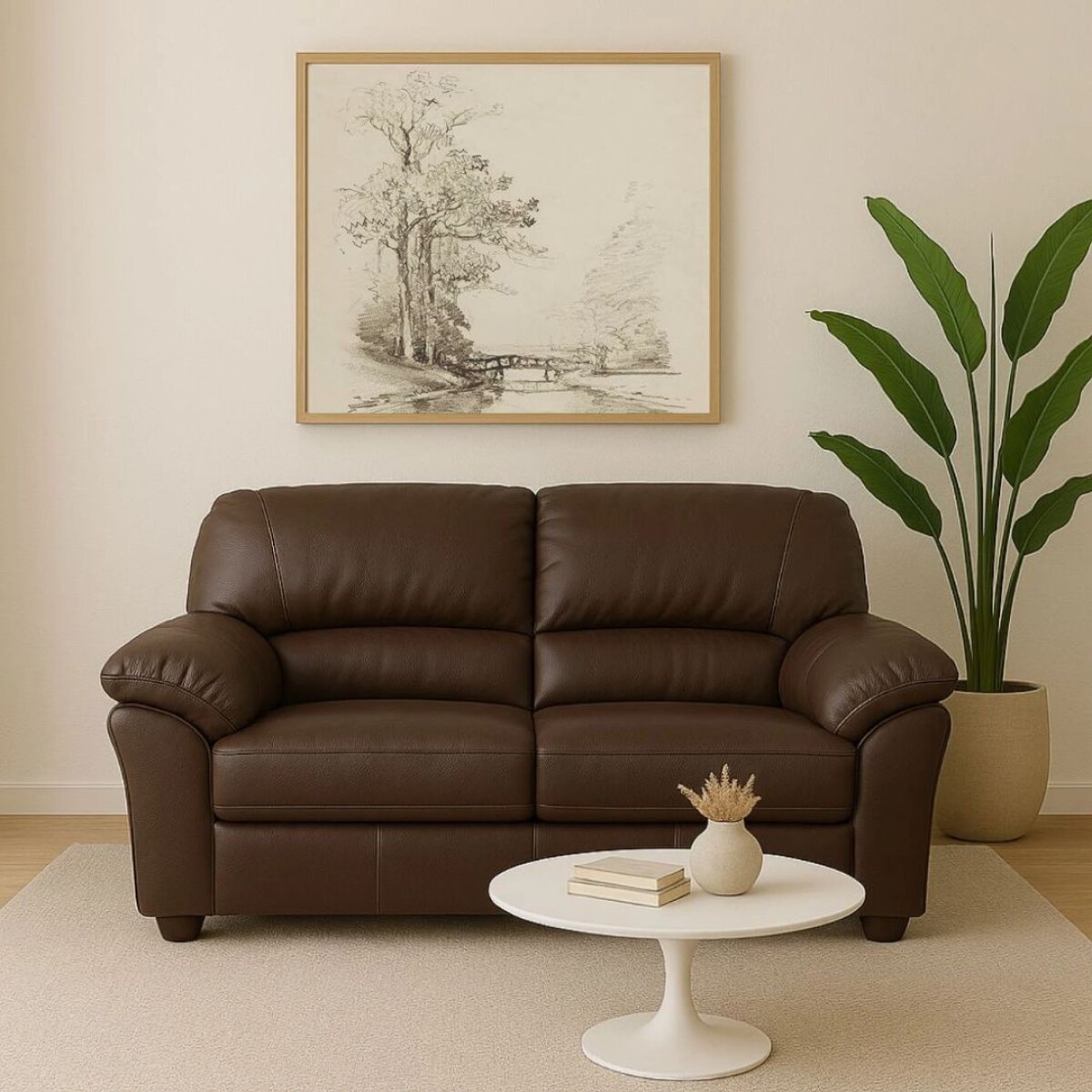 Sillon 2 cuerpos Cuero Natural Florencia - Chocolate 