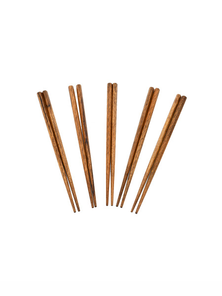 PALOS CHINOS MADERA 5 PARES MARRON (V)