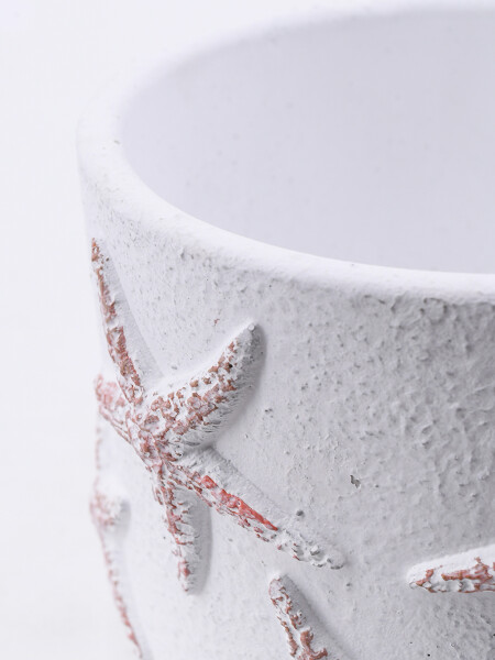 MACETA CEMENTO ESTRELLA BLANCO