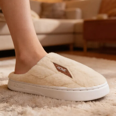 Set Invierno Pantuflas Unisex Antidesliz +Calienta Cama 1Pza Natural