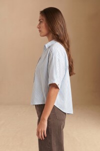 Blusa Rayada Celeste