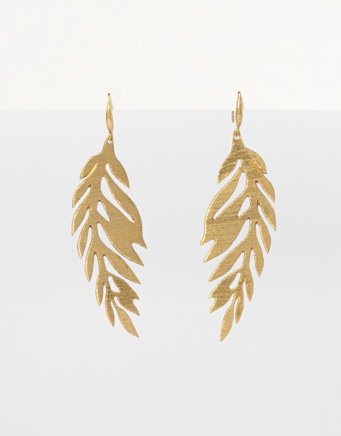Aros Colgantes Largos Bronce Aros Colgantes Hoja - Dorado Bronce