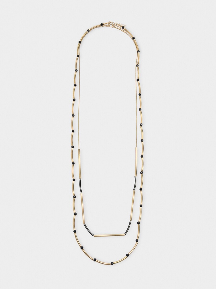 Collar Con Abalorios De Resina - negro 