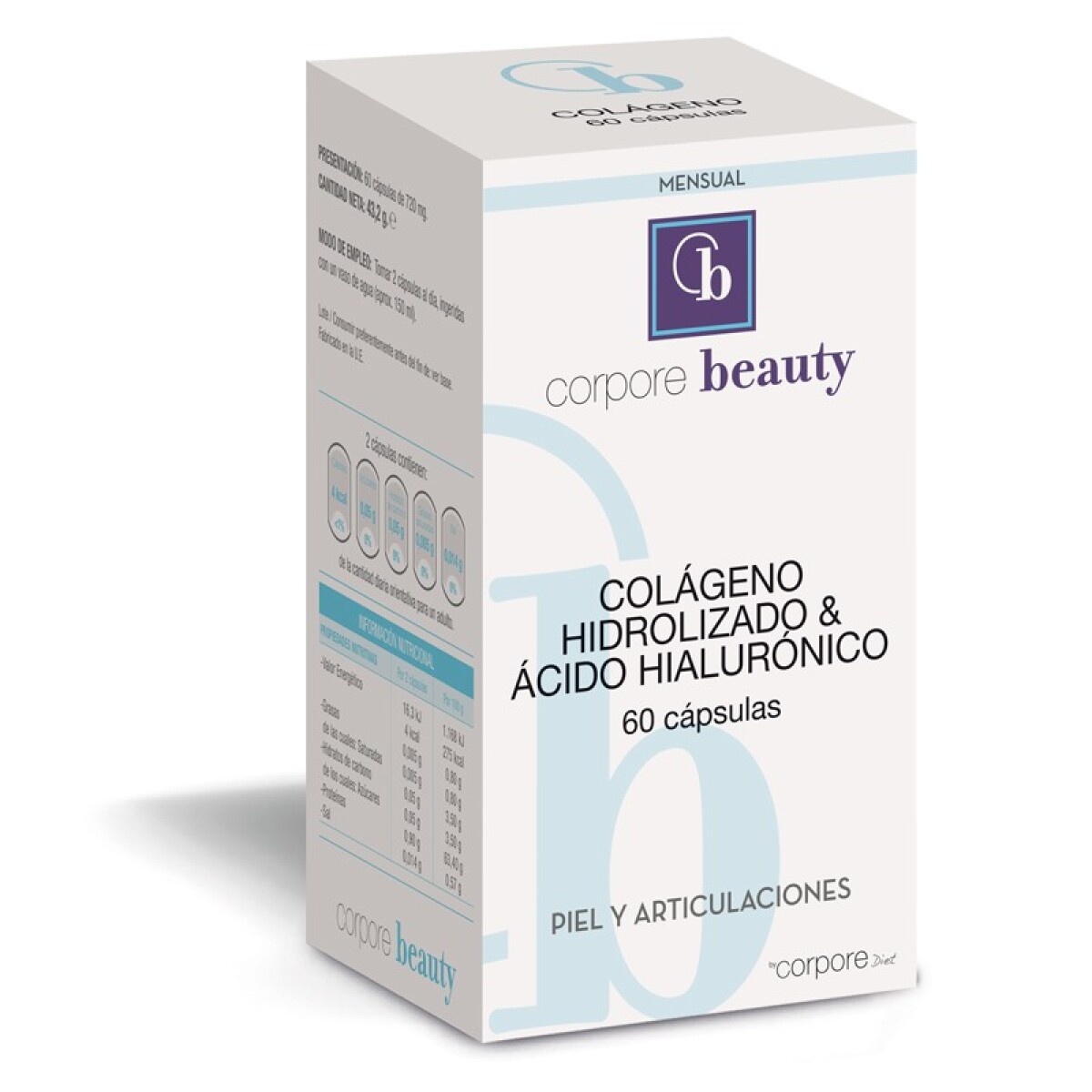 Colágeno hidrolizado & Ácido hialurónico Corpore x 60 caps 