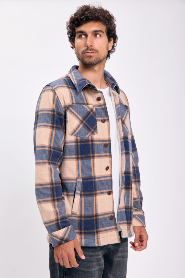 Sobrecamisa con sherpa Cuadros Tostado
