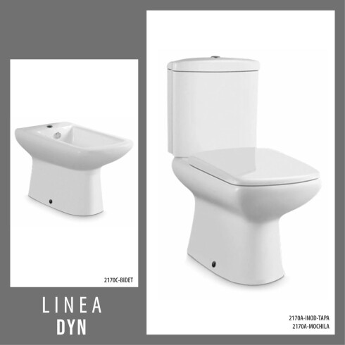 JUEGO DE INODORO CON MOCHILA,TAPA Y BIDET (PARA GRIFERIA FRONTAL) DE LOZA BLANCO,DESCARGA A 30CM,LINEA DYN MARCA AQUALIA 000