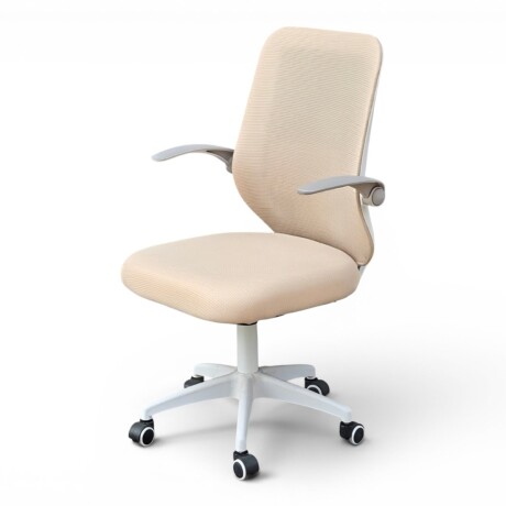 SILLA OFICINA ERGONÓMICA GIRATORIA REGULABLE CON RUEDAS BEIGE