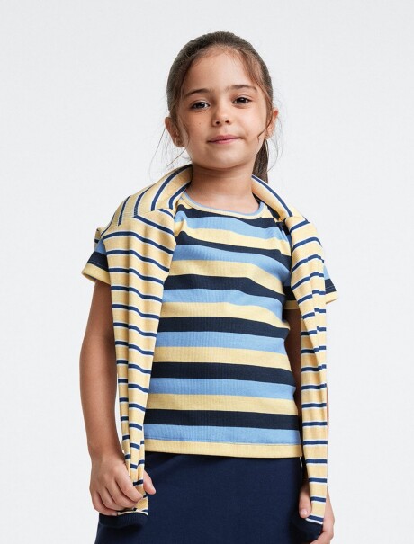 BLUSA CON ESTAMPADO EN TELA ACANALADA MULTICOLOR