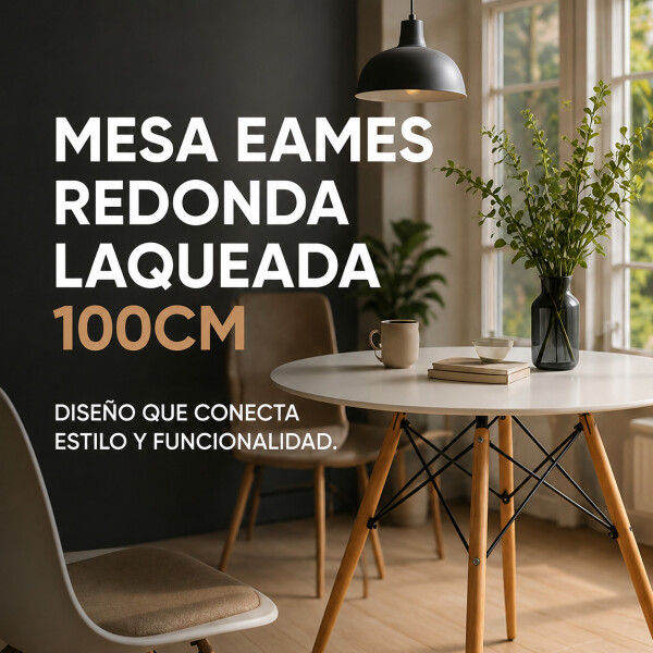 Mesa Comedor ComboHome Eames Redonda Laqueada 100Cm Premium Blanco 1