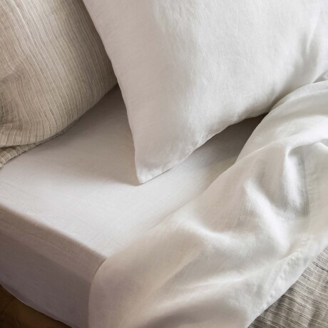 JUEGO DE SABANAS 2 PLAZAS LINO BLANCO PURE