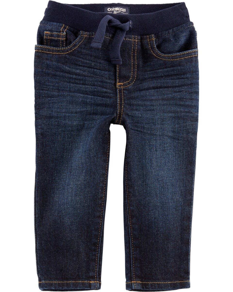 Pantalón de jean con cintura elástica y cordón 